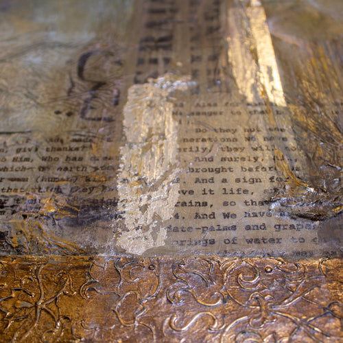 Close-up of Heart of the Qur'an, a 2022 original painting by Saleha Contractor