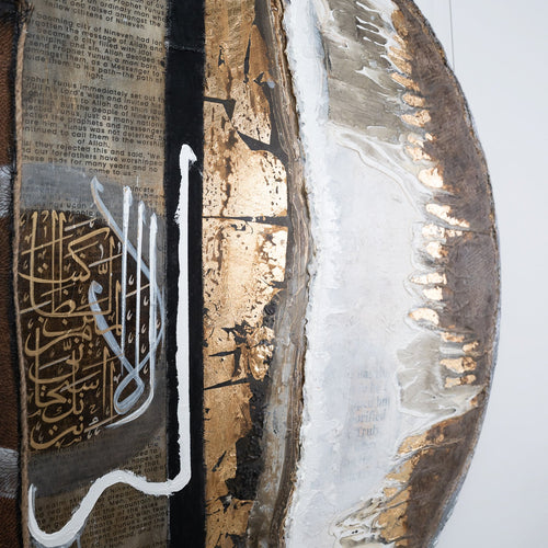 Close-up of Repentance, a 2022 original painting by Saleha Contractor