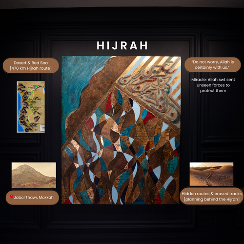 Close-up detail of an original Islamic painting by Saleha Contractor
