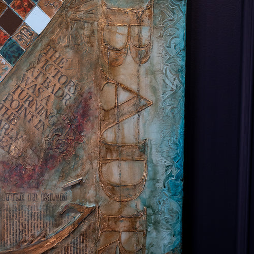 Close-up detail of an original Islamic painting by Saleha Contractor