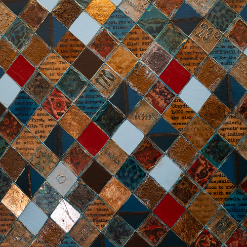 Close-up detail of an original Islamic painting by Saleha Contractor
