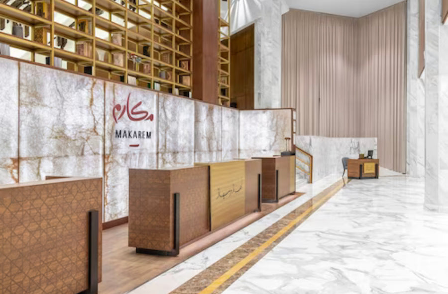 Saleha Contractor's Islamic art inside Makarem Ajyad hotel, Makkah