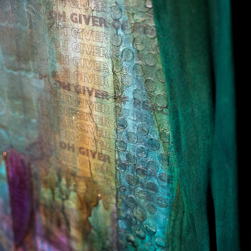 Close-up detail of an original Islamic painting by Saleha Contractor