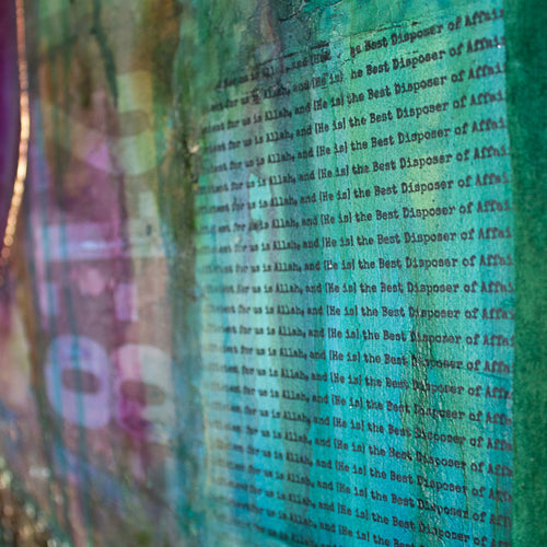 Close-up detail of an original Islamic painting by Saleha Contractor