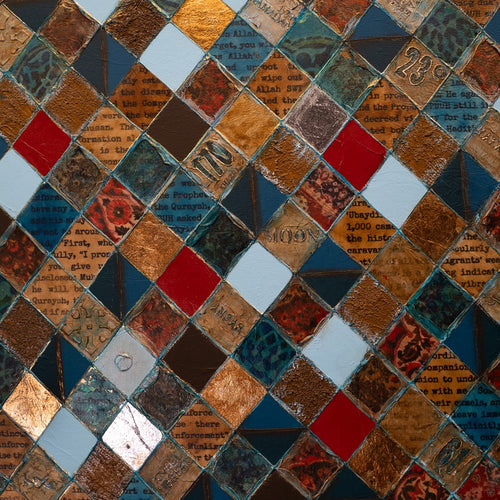 Close-up detail of an original Islamic painting by Saleha Contractor