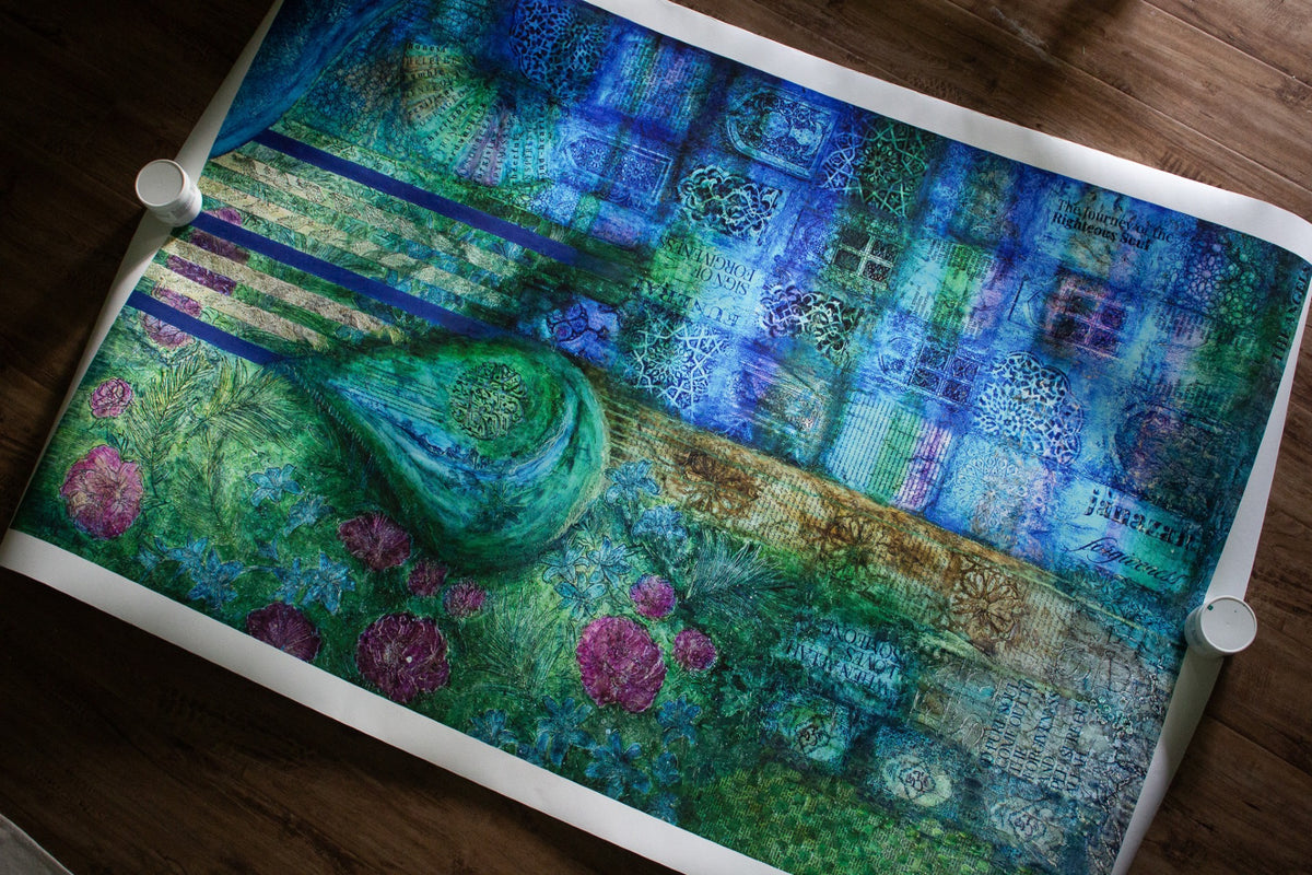 Departing Soul, Gardens of Jannah Islamic painting by Saleha Contractor