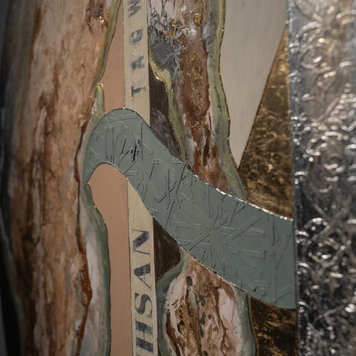 Close-up detail of an original Islamic painting by Saleha Contractor