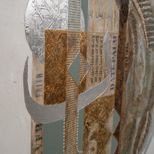 Close-up detail of an original Islamic painting by Saleha Contractor