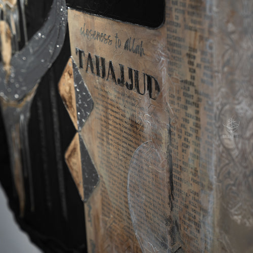 Close-up of Tahajjud, a 2023 original painting by Saleha Contractor