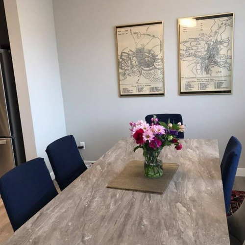 Gallery wall of Saleha Art prints in a client's home