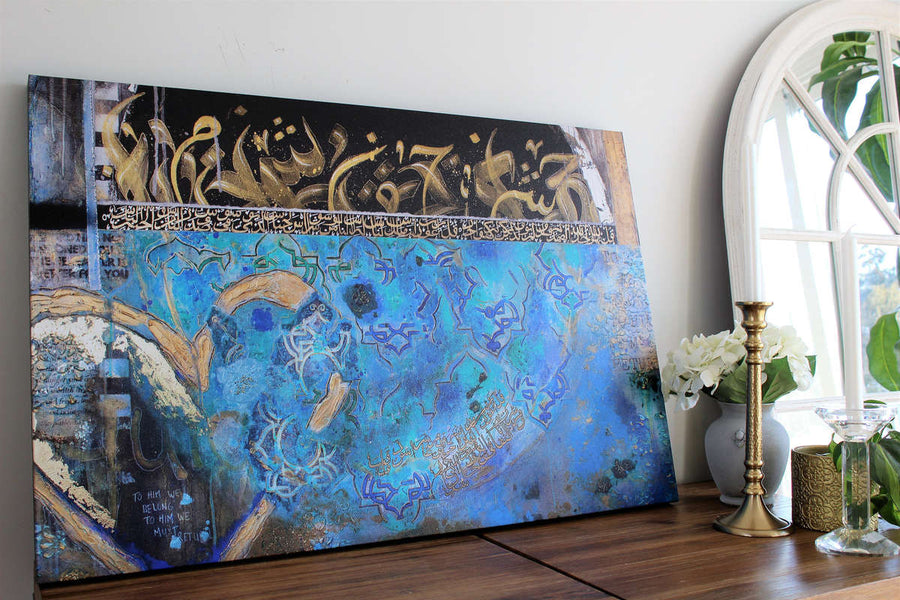 Temporary World print in a client home