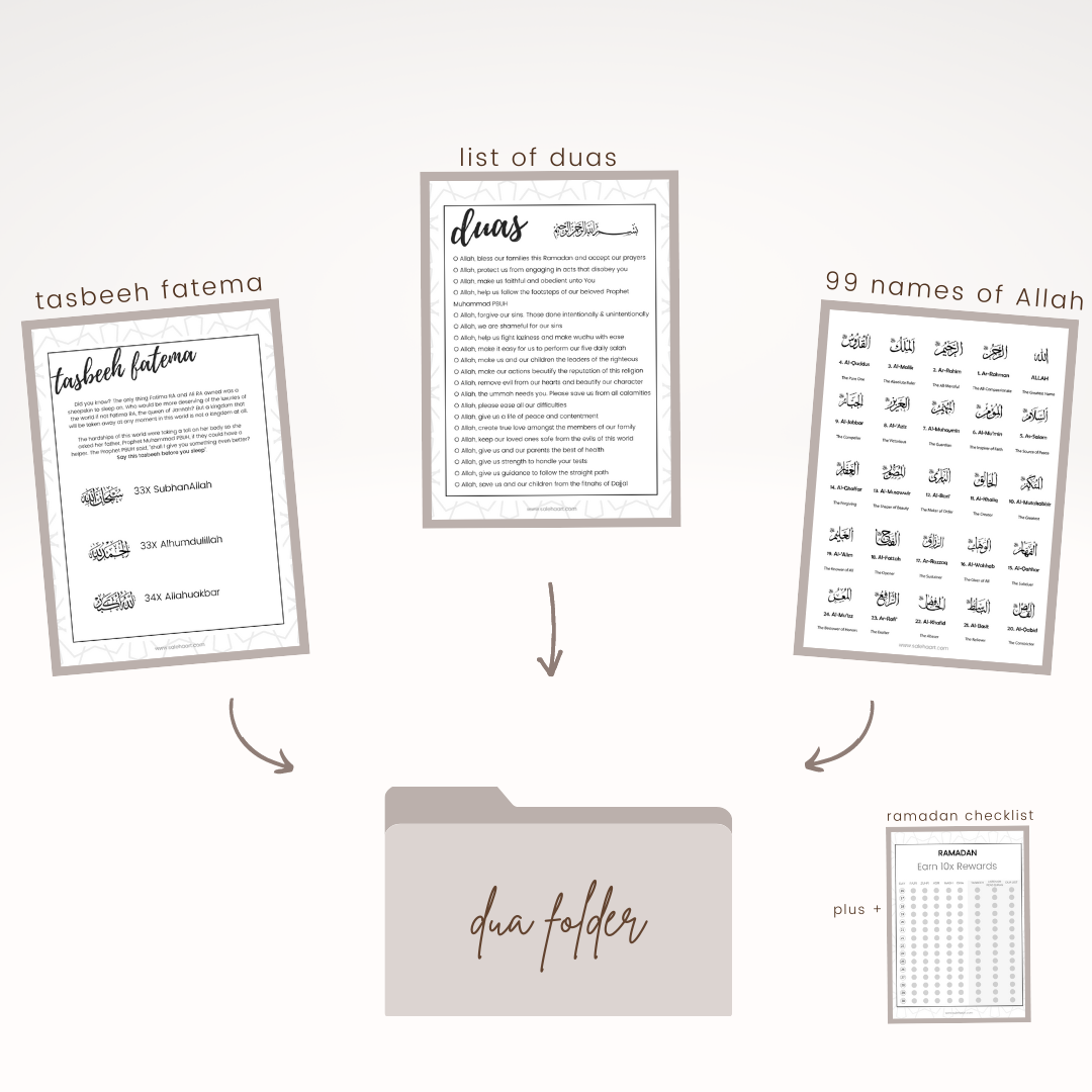 My Dua Folder: printable duas, 99 Names of Allah and Tasbeeh Fatema