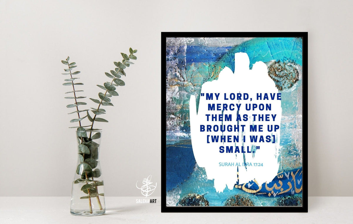 Dua for Parents Islamic art print by Saleha Contractor