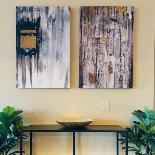 Gallery wall of Saleha Art prints in a client's home