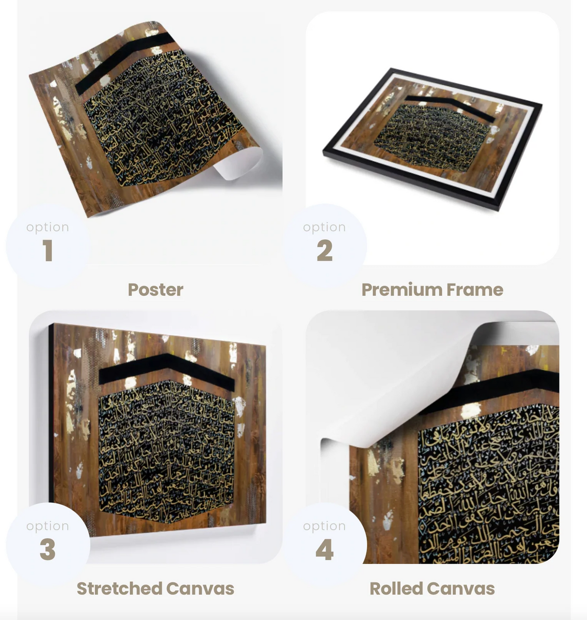 Poster, premium frame, stretched canvas and rolled canvas