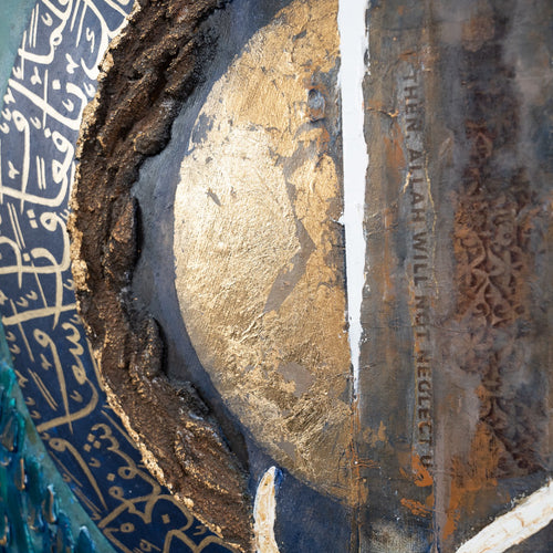 Close-up detail of an original Islamic painting by Saleha Contractor