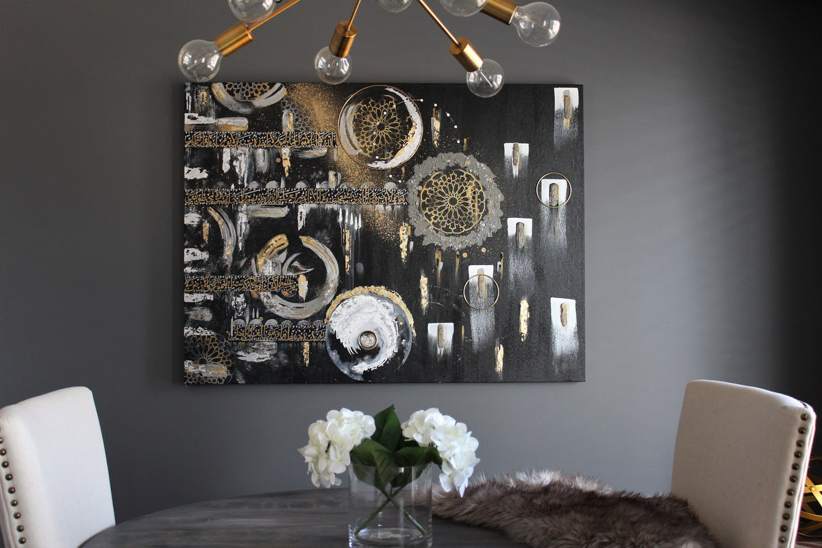 Night Prayer original Islamic painting above a dining table