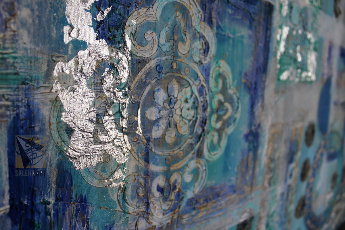 Silver ornamental motif on the Coolness of Eyes original Islamic painting