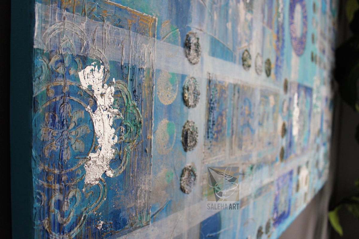 Mixed media texture across the Coolness of Eyes original canvas